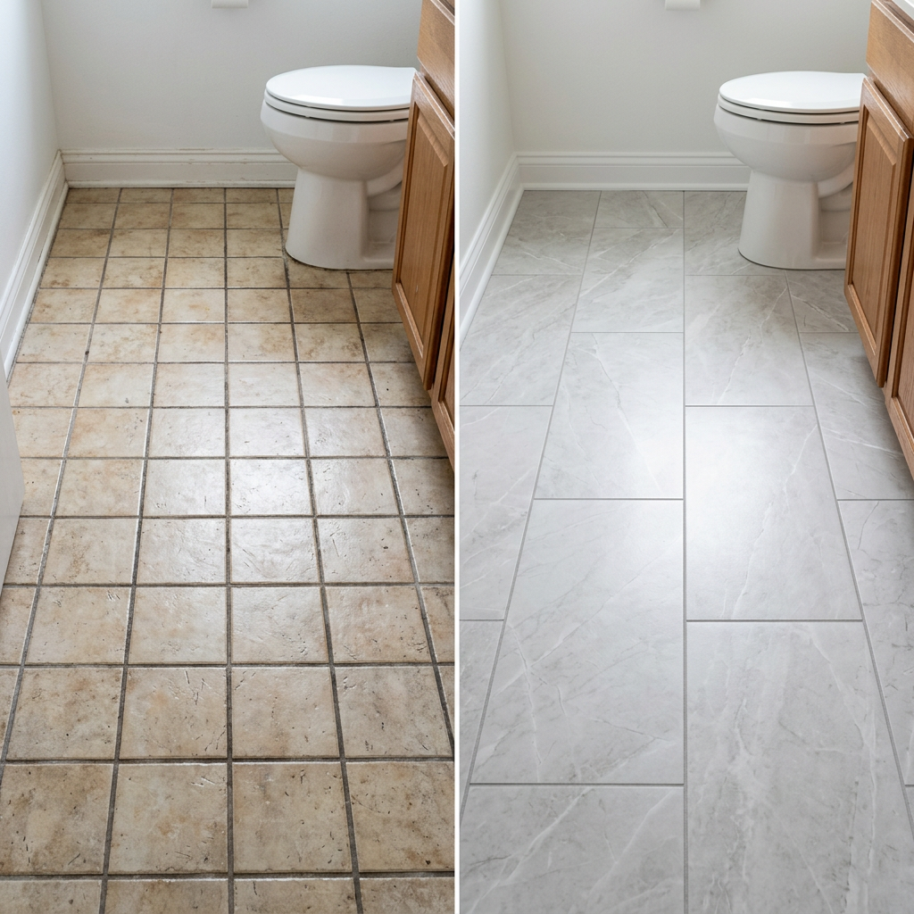 Bathroom tile floor